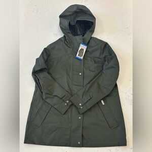 HUNTER Green Water Resistant Cotton Smock Jacket Rain Coat Womens Large NWT